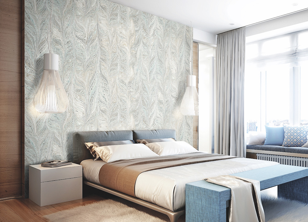 MDC Wall Digital Studio headboard feature wallcovering.